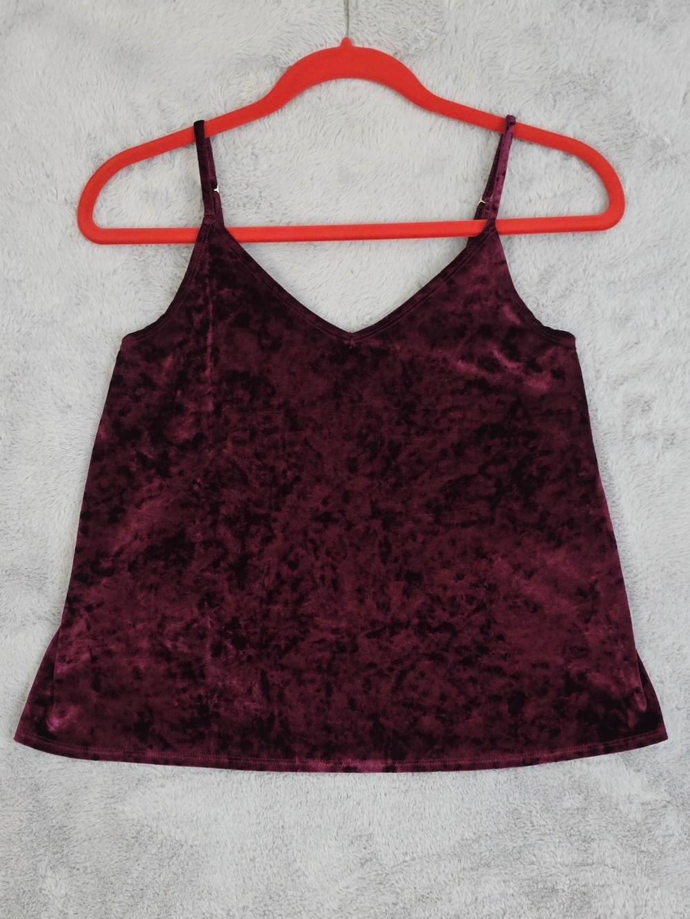 *Hollister Burgundy Crushed Velvet Cami Tank Top Adjustable Straps Women's S